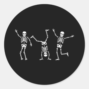 Pegatina Redonda Esqueletos bailarines Dance Challenge Halloween Sc