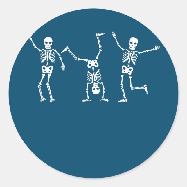 Pegatina Redonda Esqueletos bailarines Dance Challenge Halloween Sc (Anverso)