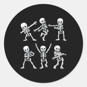 Pegatina Redonda Esqueletos bailarines niños niños Chicas H