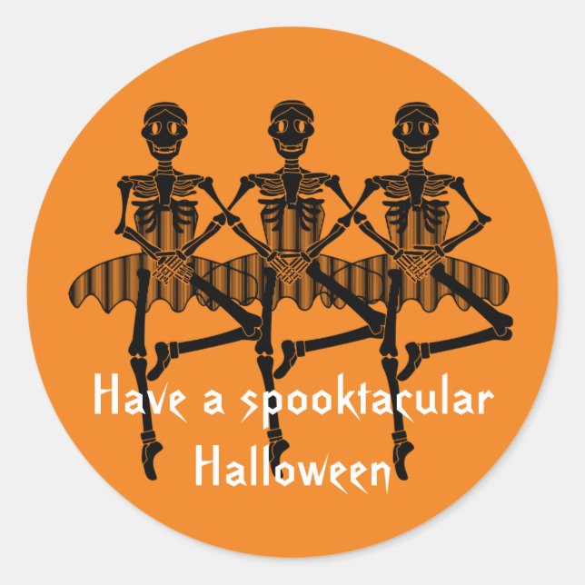 Pegatina Redonda Esqueletos bailarines Spooktacular Halloween (Anverso)