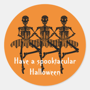 Pegatina Redonda Esqueletos bailarines Spooktacular Halloween