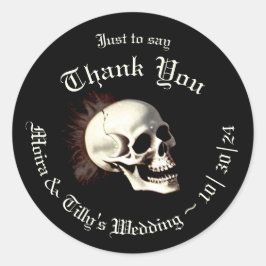 Pegatina Redonda Esqueletos danzantes Boda gótico