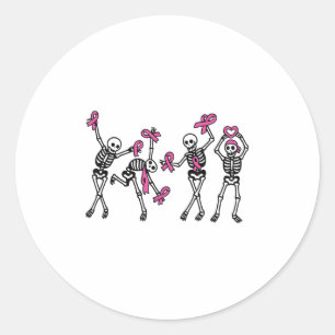 Pegatina Redonda Esqueletos de cáncer de mama Sensibilización de Ba