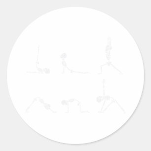 Pegatina Redonda Esqueletos de Yoga Asana Namaste Divertida Sala de