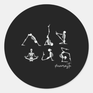 Pegatina Redonda Esqueletos de Yoga Namaste 