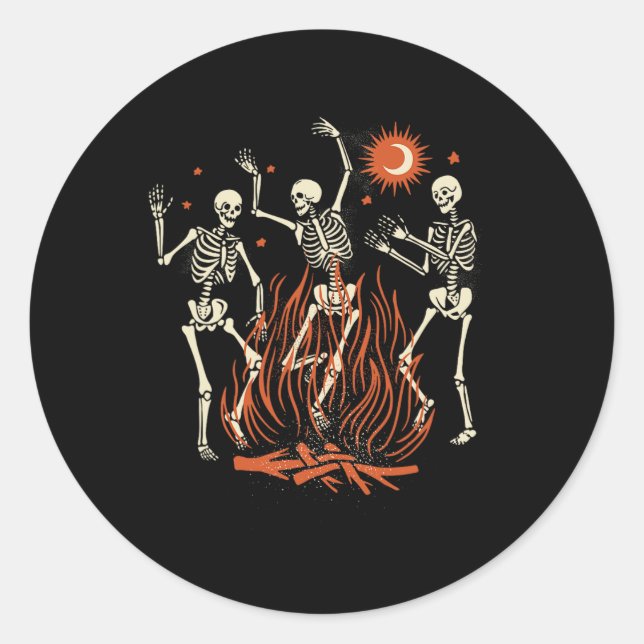 Pegatina Redonda Esqueletos místicos de baile de Halloween (Anverso)