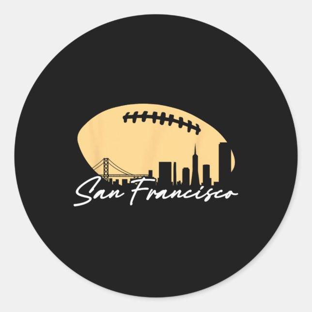 Pegatina Redonda Esquema De Fútbol De Su Ciudad San Fran (Anverso)