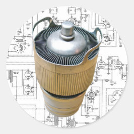 Pegatina Redonda Esquema de tubo de transmisión de cerámica