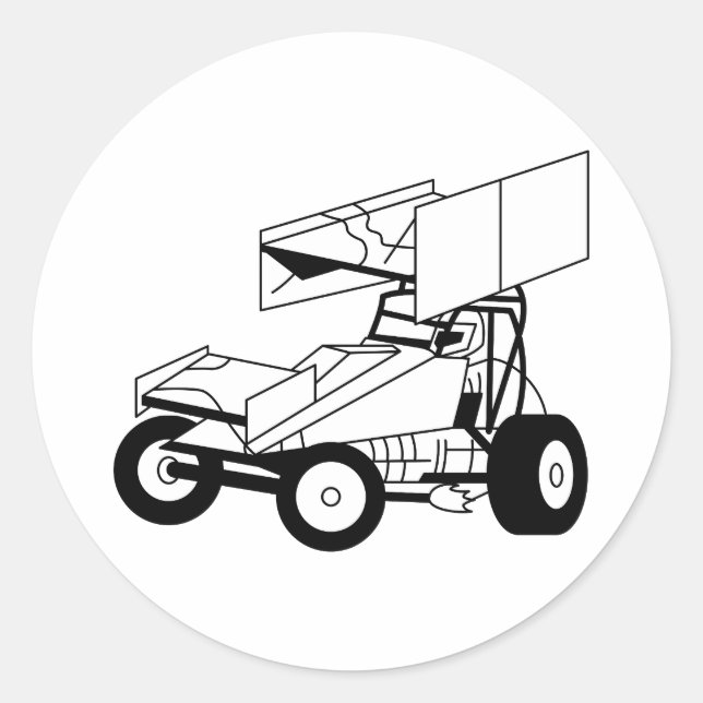 Pegatina Redonda Esquema del coche de impresión (Anverso)