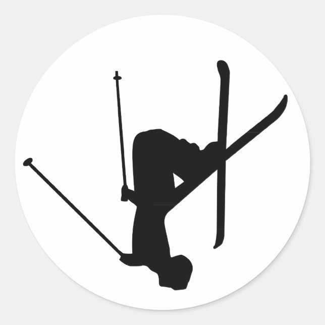 Pegatina Redonda Esquí (Anverso)