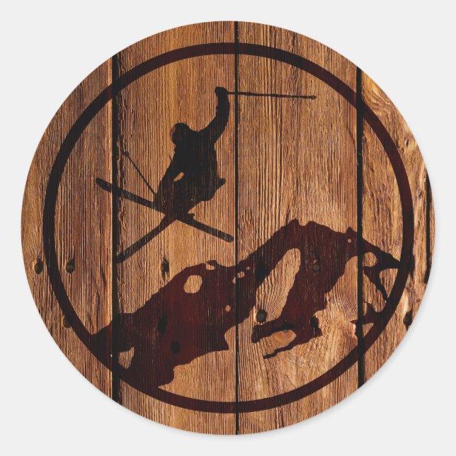 Pegatina Redonda Esquí (Anverso)