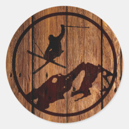 Pegatina Redonda Esquí