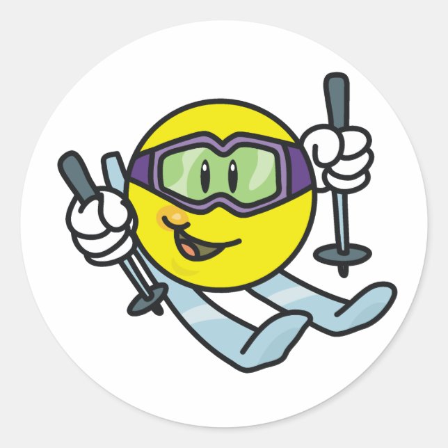 Pegatina Redonda Esquí (Anverso)