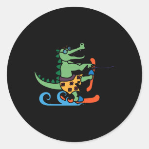 Pegatina Redonda Esquí acuático Reptile de Crocodile Lover