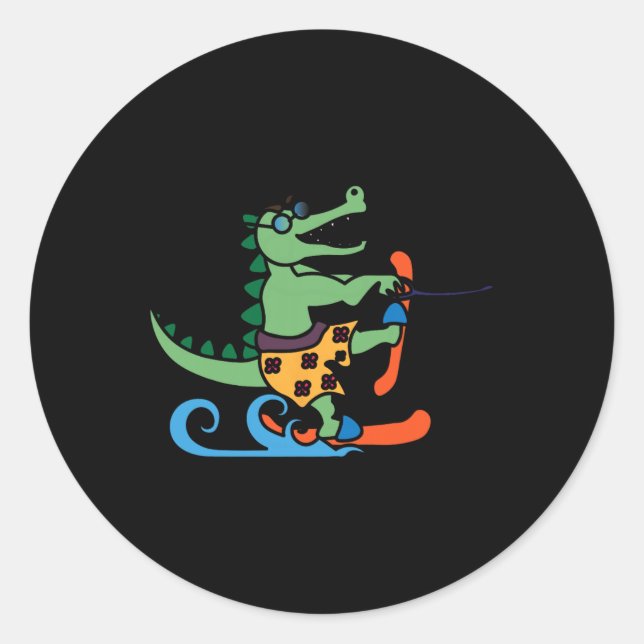 Pegatina Redonda Esquí acuático Reptile de Crocodile Lover (Anverso)