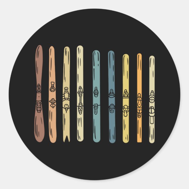 Pegatina Redonda Esquí - Colección de tablas de esquí (Anverso)