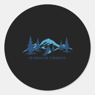 Pegatina Redonda Esquí de Plymouth Vermont