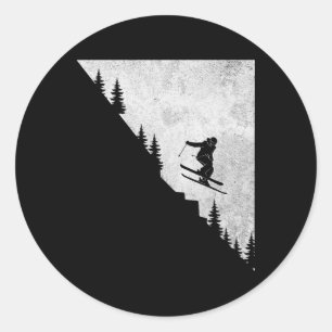 Pegatina Redonda Esquí Downhill Esquiador Freestyle Extremo Inviern