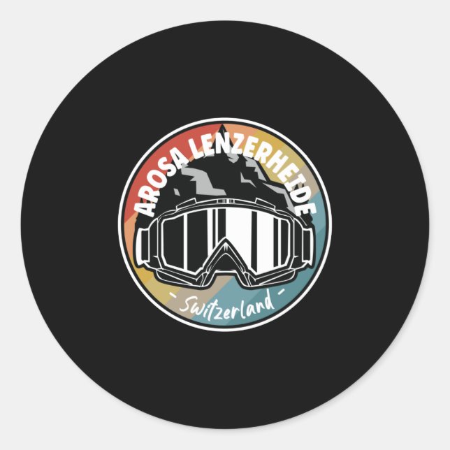 Pegatina Redonda Esquí En Arosa Lenzerheide Suiza (Anverso)