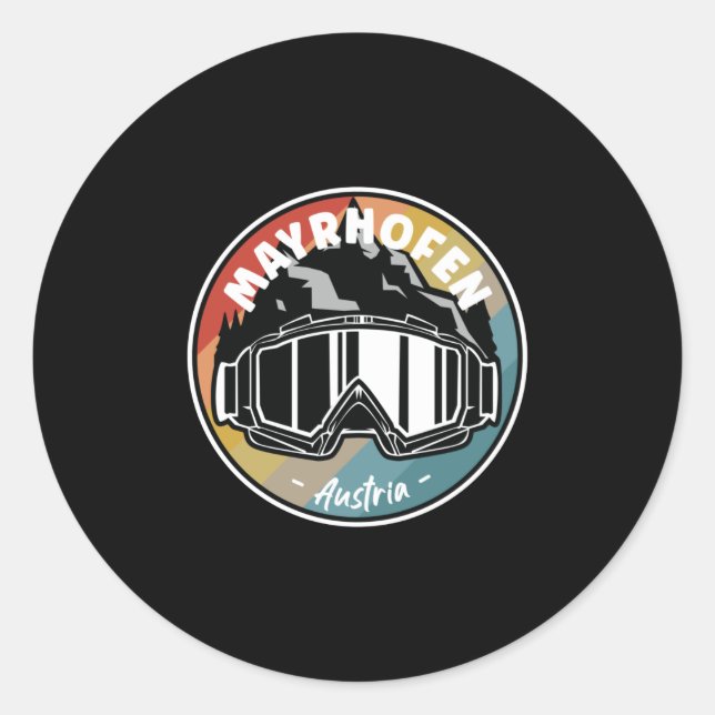 Pegatina Redonda Esquí En Mayrhofen Austria (Anverso)