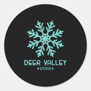 Pegatina Redonda Esquí femenino Deer Valley Utah