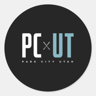 Pegatina Redonda Esquí gráfico de Park City Utah