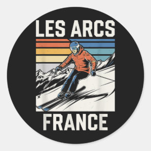 Pegatina Redonda Esquí Les Arcs Francia, Torneo francés de esquí de
