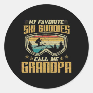 Pegatina Redonda Esquí - Mis amigos de esquí favoritos me llaman ab
