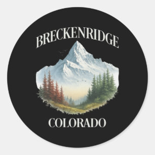 Pegatina Redonda Esquí Montañas Nevadas Breckenridge Senderismo Col