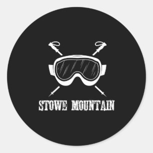 Pegatina Redonda esquí montañoso de Stowe vermont esquí rústico