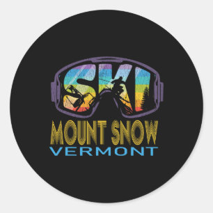 Pegatina Redonda Esquí Mount Snow Vermont Vacaciones de Esquí