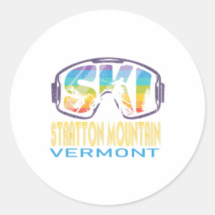 Pegatina Redonda Esquí Stratton Mountain Vermont Vacaciones de Esqu