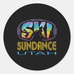 Pegatina Redonda Esquí Sundance Vacaciones de esquí en Utah