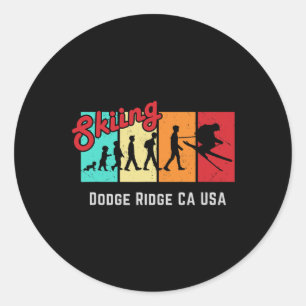 Pegatina Redonda Esquí T Dodge Ridge Ca EE. UU. Para Hombres Y Muje