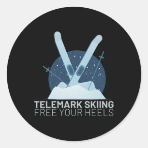 Pegatina Redonda Esquí Telemark Libera Tus Talones Amante Del Esquí