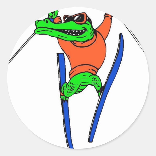 Pegatina Redonda Esquiador (Anverso)