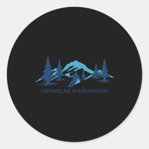 Pegatina Redonda Esquiador de esquí de Chewelah Washington