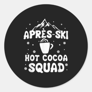 Pegatina Redonda Esquiador divertido Apres Ski Cocoa Squad