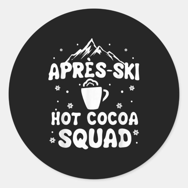 Pegatina Redonda Esquiador divertido Apres Ski Cocoa Squad (Anverso)