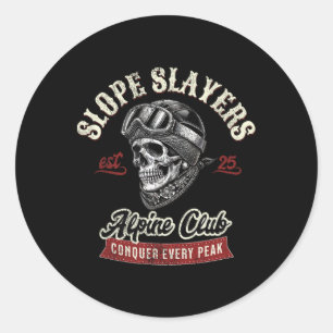 Pegatina Redonda Esquiadores de Freestyle Skiing Slope Slayers Aven
