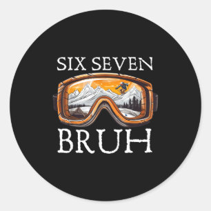Pegatina Redonda Esquiar 67 Seis Siete Bruh Meme Divertido Para Hom