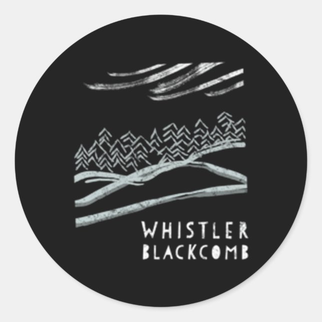Pegatina Redonda Esquiar de Whistler Snowley Mountain Slope (Anverso)