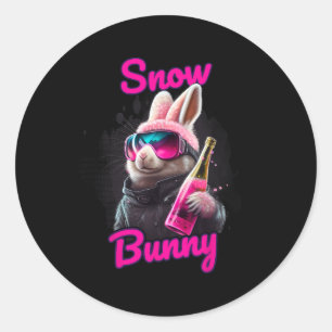 Pegatina Redonda Esquiar Snow Bunny Après-ski