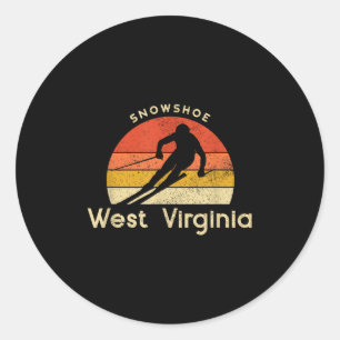 Pegatina Redonda Esquiar vintage Snowsnice Ss Cute Ss West Virginia