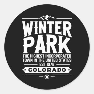 Pegatina Redonda Esquiar Winter Park Colorado Esquiador Recuerdo de