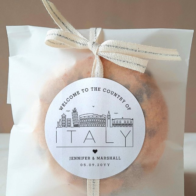 Pegatina Redonda Esquina de Italia | Mensaje de bienvenida del Boda (Subido por el creador)