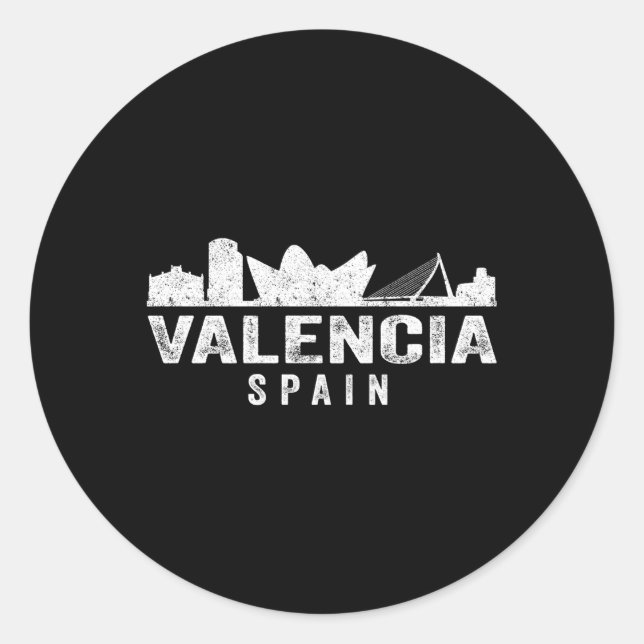 Pegatina Redonda Esquina de Valencia España (Anverso)