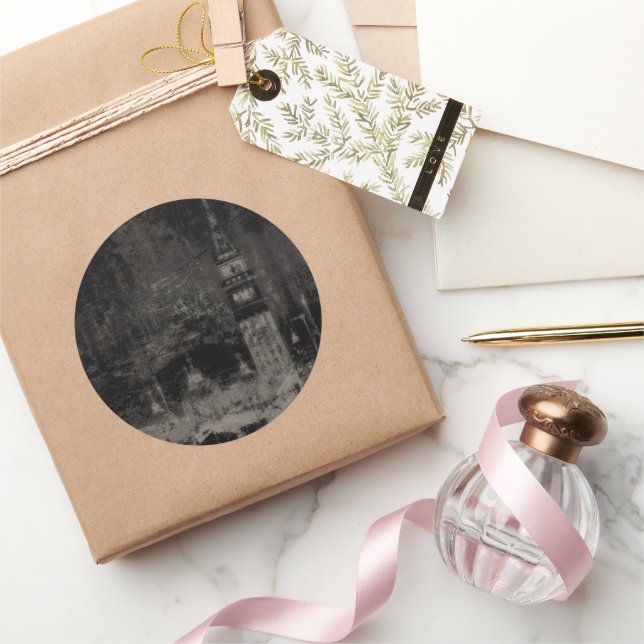 Pegatina Redonda Esquina de Venecia Negra y Taupe en crisis Italia (Regalar)