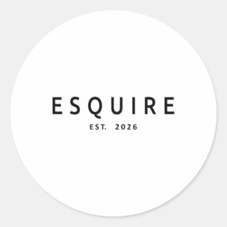 Pegatina Redonda Esquire Est. 2026, abogado licenciado graduado de