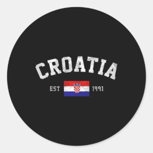 Pegatina Redonda Est. Día de la Independencia de la Bandera Croata